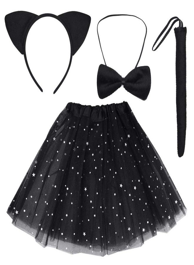 Dxhycc Black Cat Costume Set Cat Ears Headband Tail Bowtie Tutu-Halloween, Dress Up, Kids Cosplay Accessory Kit - Image 1
