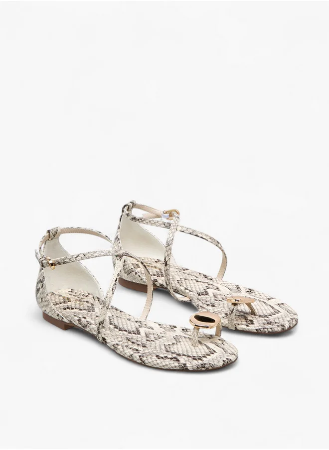 Celeste Women's Printed Cross Strap Sandals with Buckle Closure