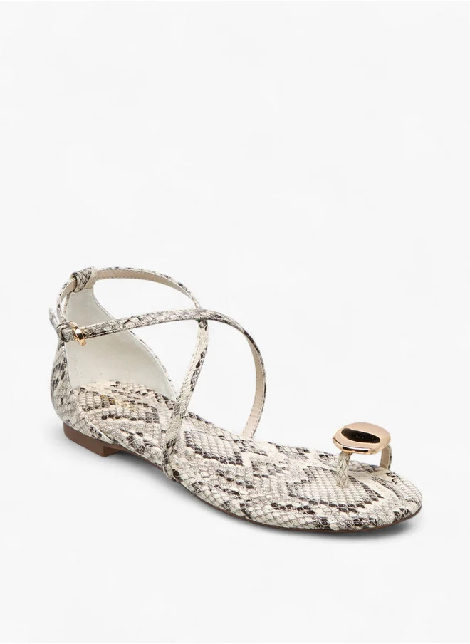 Celeste Women's Printed Cross Strap Sandals with Buckle Closure