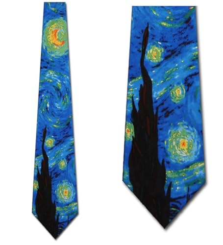 Three Rooker The Starry Night II Mens Art Necktie - Image 2