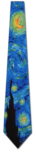 Three Rooker The Starry Night II Mens Art Necktie - Image 5