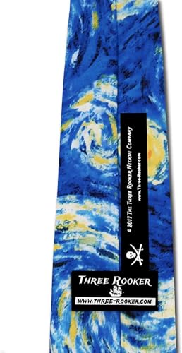 Three Rooker The Starry Night II Mens Art Necktie - Image 4