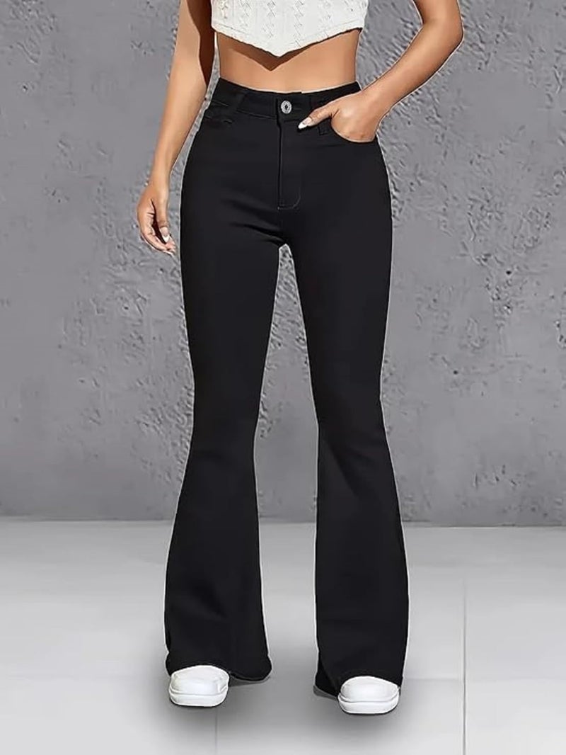 ADBUCKS Women's Wide Leg Fit High Rise Jeans II Bootcut Jeans II (in, Numeric, 30, Black) - Image 4