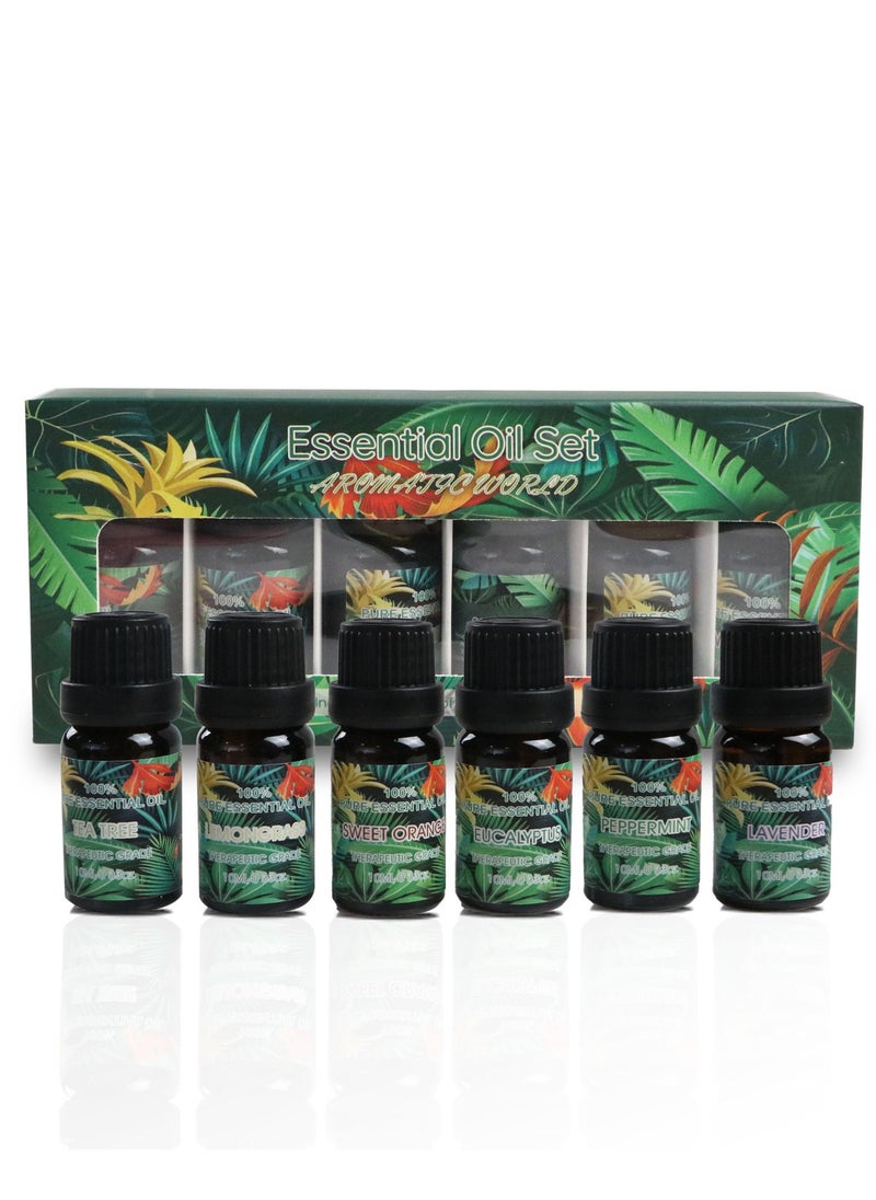 Essential Oils 6 Blends Set, Perfect for Humidifiers and Diffusers, Aromatherapy Diffuser Oils Scents, Essential Oil Kit for Home Use, Essential Oil Pack with Various Scents