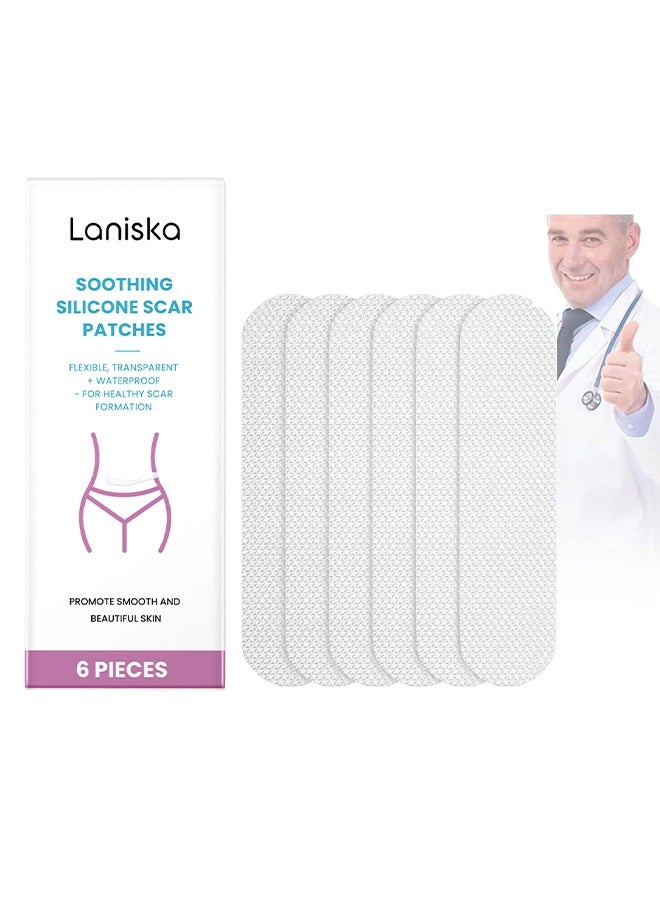 LANISKA Soothing Silicone Scar Patches，Silicone Scar Tape，Reusable Professional Scar Silicone Strips, Soft Silicone Scar Sheets for Surgical Scars,Keloid,Acne Scars,Burn Scar,C-Section  6 PIECES - Image 1
