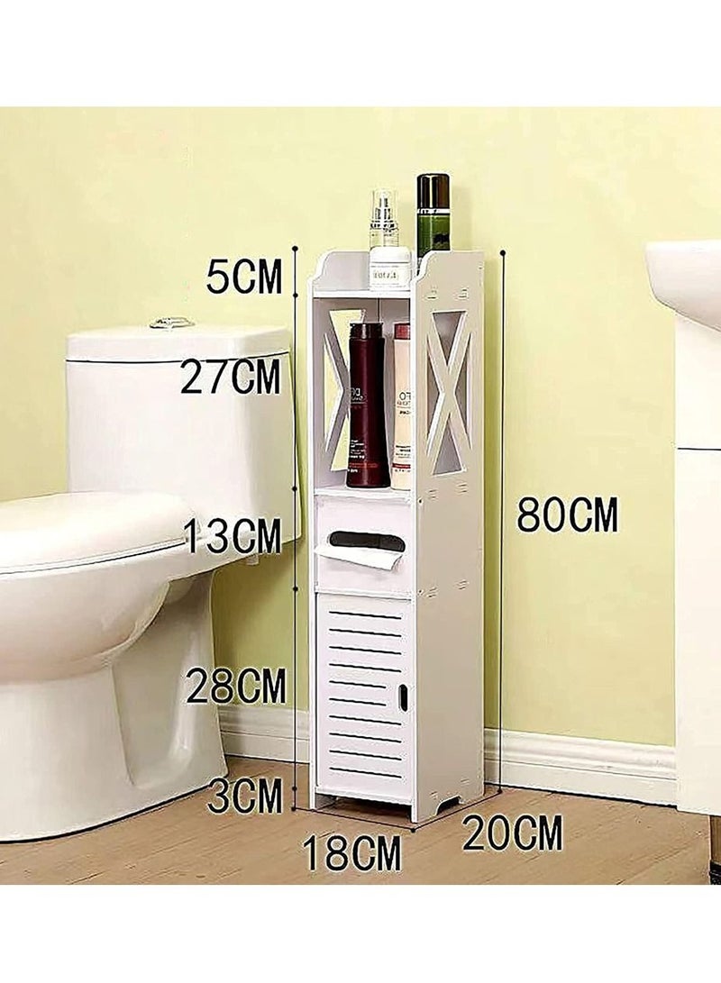 FFD Small Bathroom Rack Toilet Paper Towel Holder Corner Shelf with Door and Shelves Bath Sink Organizer Slim Nightstand Thin Toilet Vanity Cabinet For Bathroom Kitchen Hallway  - Image 3