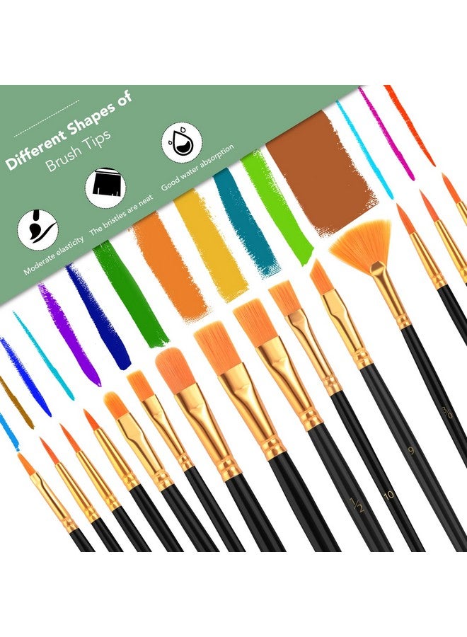 AROIC Acrylic Paint Brush Set,2pack/30pcs Nylon Hair Oil Watercolor Rock Face Painting Artist Paint Brushes, 15 Sizes Paint Brush Set for All Purposes Kids Adult Arts Paint Brush Supplies. - Image 4