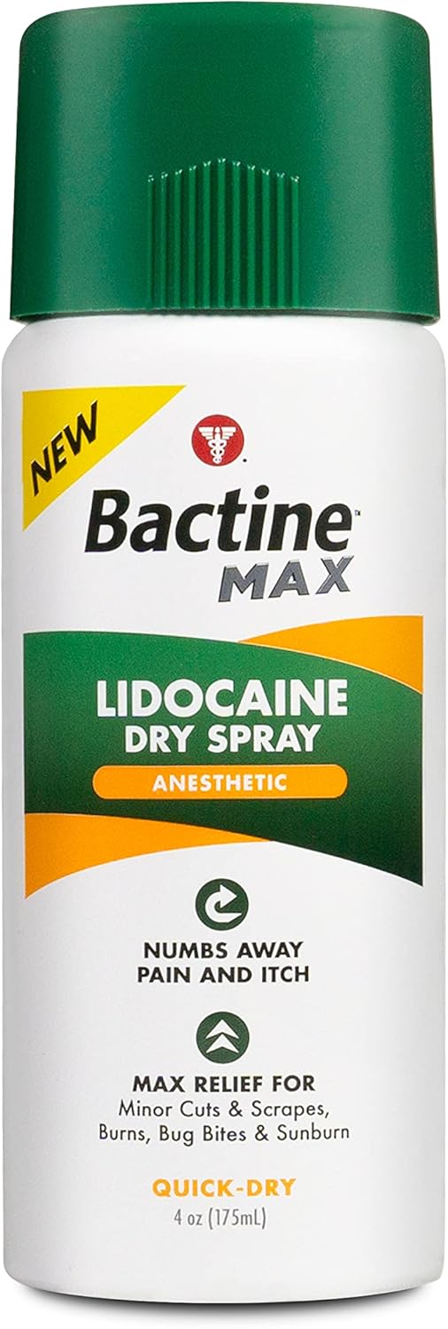 Bactine MAX Dry Spray for Pain Relief with 4 Lidocaine Numbing Lidocaine Spray with Cooling First Aid Pain Itch Relief For Minor Cuts Scrapes Burns Bug Bites Sunburns Postpartum Care 4 - Image 1