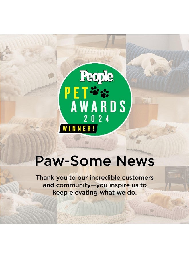 Bedsure Cute Couch for Pets - Fluffy Cat Sofa with Premium Soft Corduroy Fleece, Fuzzy Couch Bed with Removable Washable Cover, Supportive Cat Chair for Indoor Cats, 24inch, Cream - Image 2