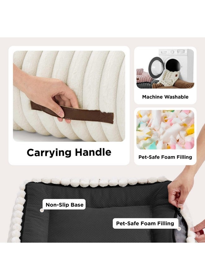 Bedsure Cute Couch for Pets - Fluffy Cat Sofa with Premium Soft Corduroy Fleece, Fuzzy Couch Bed with Removable Washable Cover, Supportive Cat Chair for Indoor Cats, 24inch, Cream - Image 4