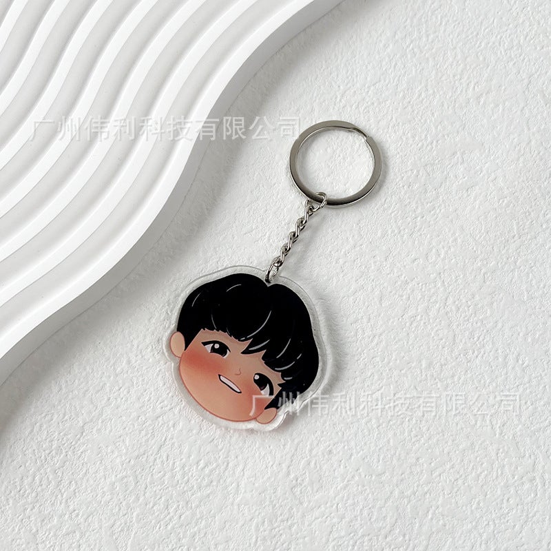 Cartoon Character Shaped Acrylic Keychain Hd Printing Double-Sided Printing Star Acrylic Bts Keychain - Image 1