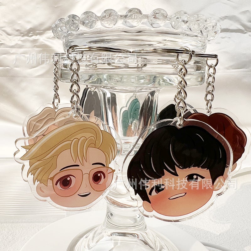 Cartoon Character Shaped Acrylic Keychain Hd Printing Double-Sided Printing Star Acrylic Bts Keychain - Image 5