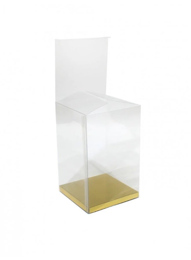ANUM BY MUNA "Transparent gift boxes with a golden base for wedding favors (Queen's distribution) size 6x6x12 cm (Dozen - 12 pieces)" - Image 1