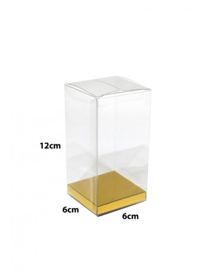 ANUM BY MUNA "Transparent gift boxes with a golden base for wedding favors (Queen's distribution) size 6x6x12 cm (Dozen - 12 pieces)" - Image 2