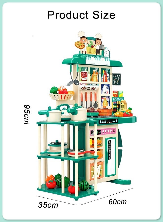 Kids Kitchen Toy Set,Kids Pretend Kitchen Toys,Large Interactive Toys for Kids,Kitchen Toy Set with Steam, Light and Sound Effects and Water,95cm Tall Kids Cooking Toy Set Contains 86 Pcs,Toy Set that Develops Hands-on Skills and Broadens Thinking - Image 2