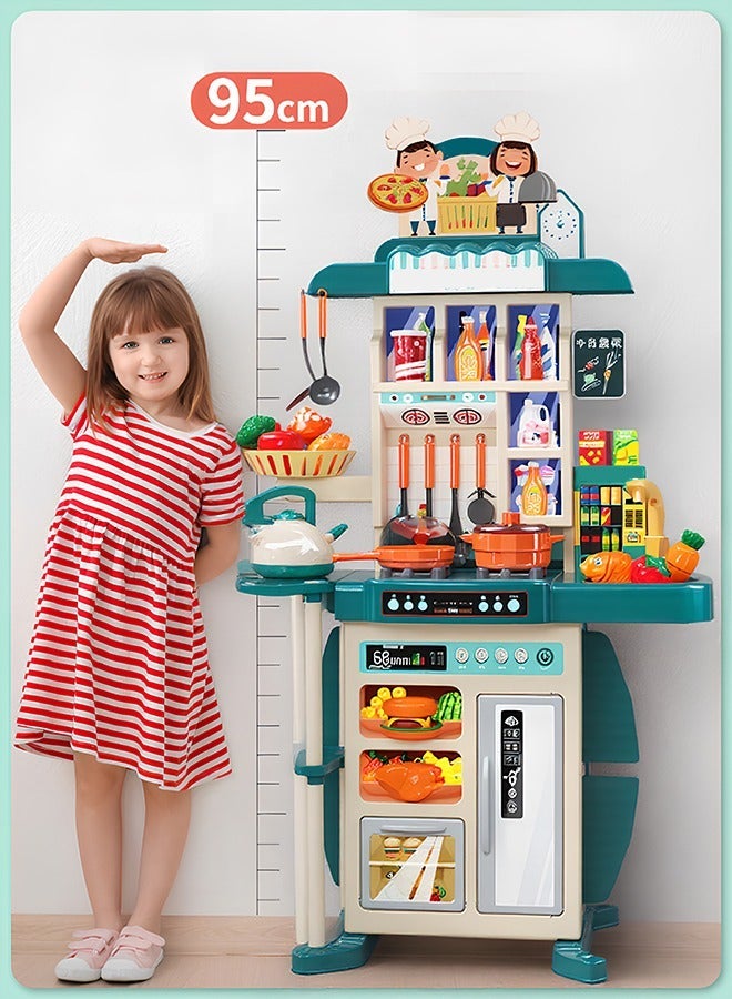 Kids Kitchen Toy Set,Kids Pretend Kitchen Toys,Large Interactive Toys for Kids,Kitchen Toy Set with Steam, Light and Sound Effects and Water,95cm Tall Kids Cooking Toy Set Contains 86 Pcs,Toy Set that Develops Hands-on Skills and Broadens Thinking - Image 3