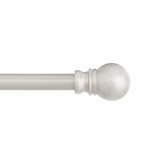 KN55971 Davenport Ball End Petite Caf Decorative Window Curtain Rod 4886 Adjustable Length Brushed Nickel Finish 12 Diameter Steel Tube