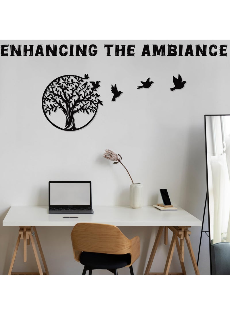 Mijioceon Tree of Life Metal Wall Art Decor Wall Hanging Family Tree Wall Decor Garden Sculptures for Living Room Bedroom Office 40 x 40 cm, Gold - Image 5