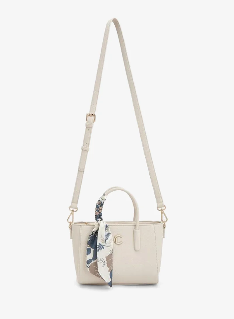 Le Confort Scarf Accent Tote Bag With Detachable Strap