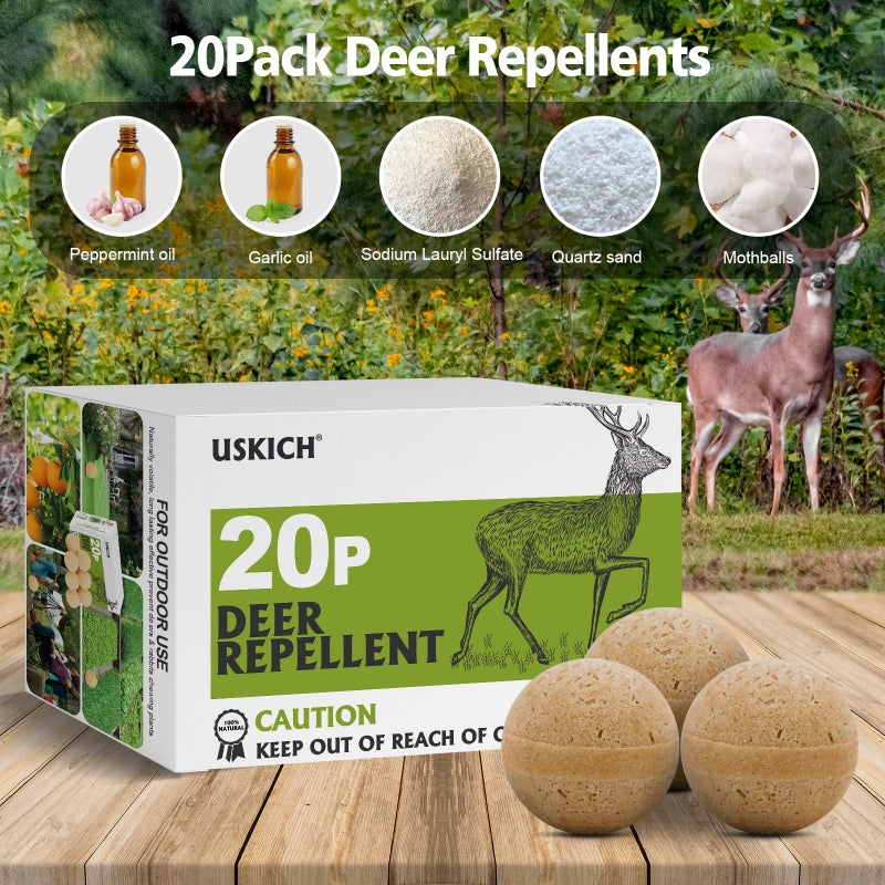 USKICH 20 Pack Deer Repellent, Rabbit Repellent, Deer Deterrent, Powerful Deer Repellent Outdoor for Plants, Rabbit Repellant for Garden, Deers Repellent for Outdoor Tree Yard, Safe for Deer and Plants - Image 4