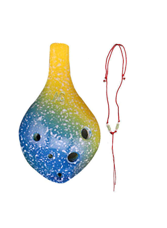 Generic 6 Holes Ceramic Ocarina Alto C Simple Starry Style Musical Instrument with Lanyard Music Score for Music Lover and Learner - Image 1