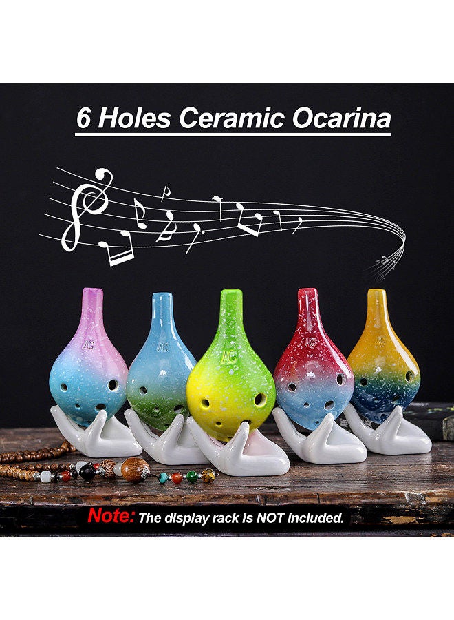 Generic 6 Holes Ceramic Ocarina Alto C Simple Starry Style Musical Instrument with Lanyard Music Score for Music Lover and Learner - Image 5