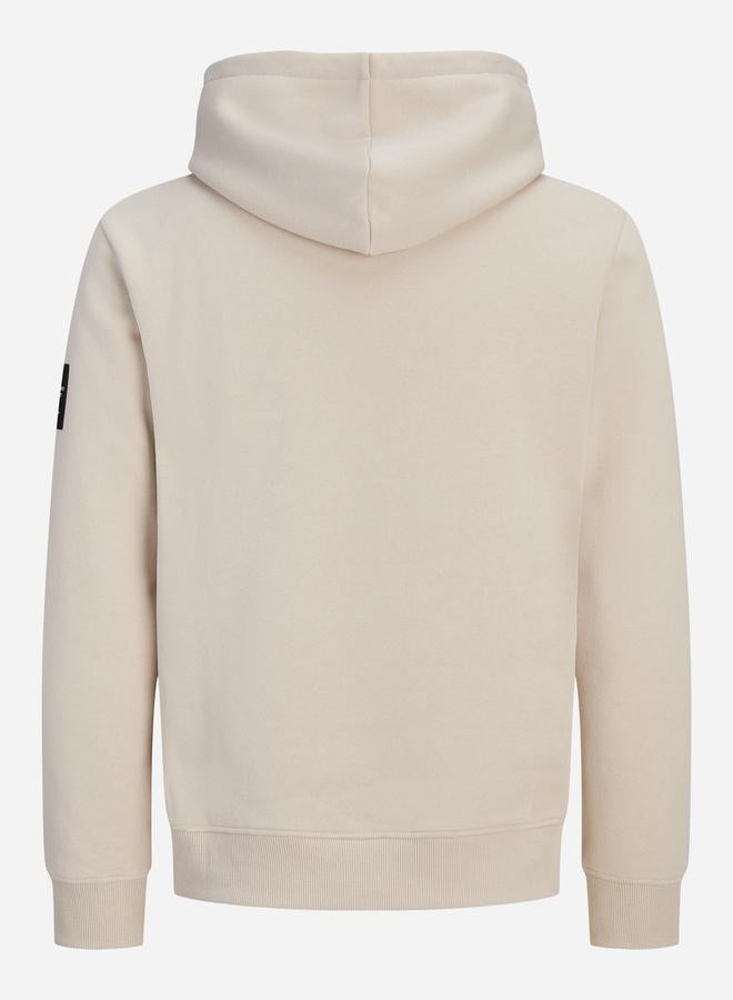 JACK & JONES Beige Pullover Hoodie with Badge Detail - Image 2