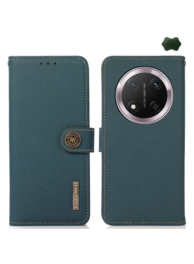 Green Tiger Case For Honor X9c KHAZNEH Custer Genuine Leather RFID Phone Case - Image 1