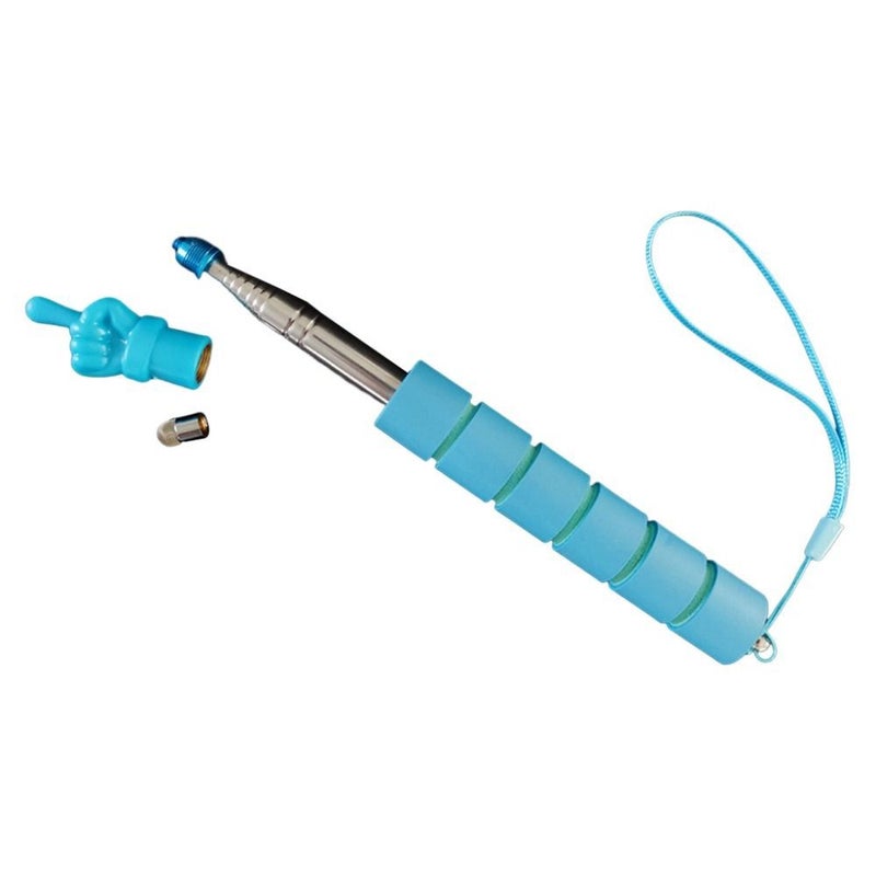 Blue Finger Head Teaching Stick Creative Stretchable Handheld Pointer 39.37 Inch Stainless Steel Touch Screen Pen School Office - Image 1