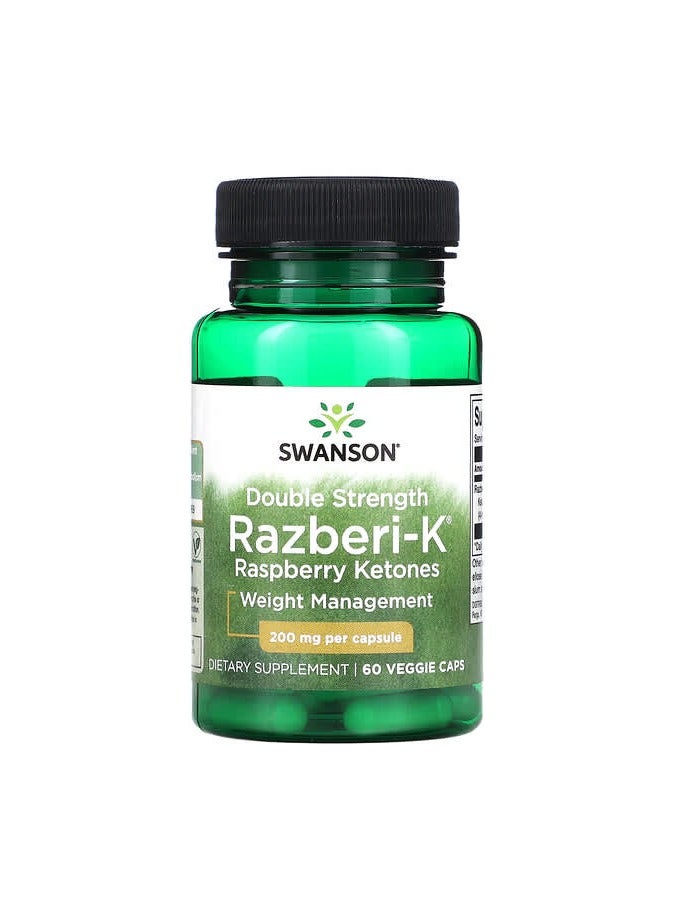SWANSON Double Strength Razberi-K, Raspberry Ketones, 200 mg, 60 Veggie Caps