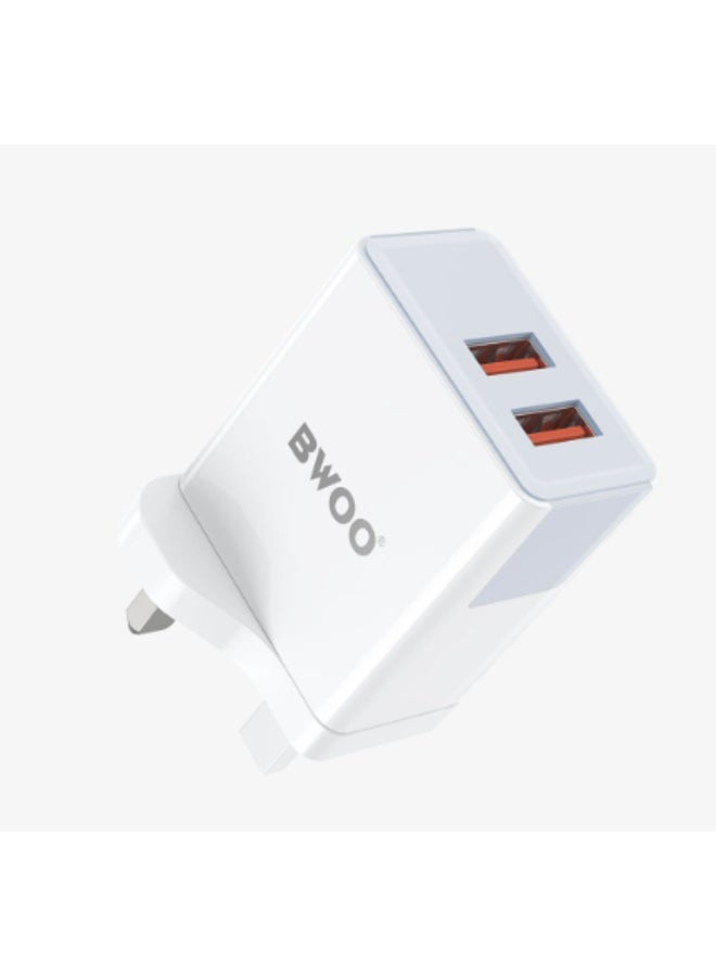 BWOO 36W Dual Port USB Fast Charger Adapter for UK - Image 1