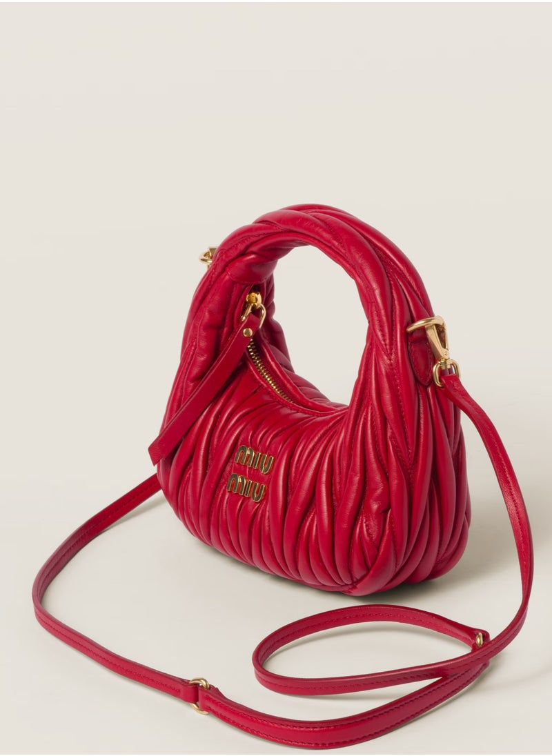 Miu Miu MIU Wander Matelassé Nappa Leather Hobo Bag, Women's Tote Bag, Womens Cross-Body Bag, Women's Hand Bag, Women's Shoulder Bag, Women's Travel Bag, Red  - Image 2
