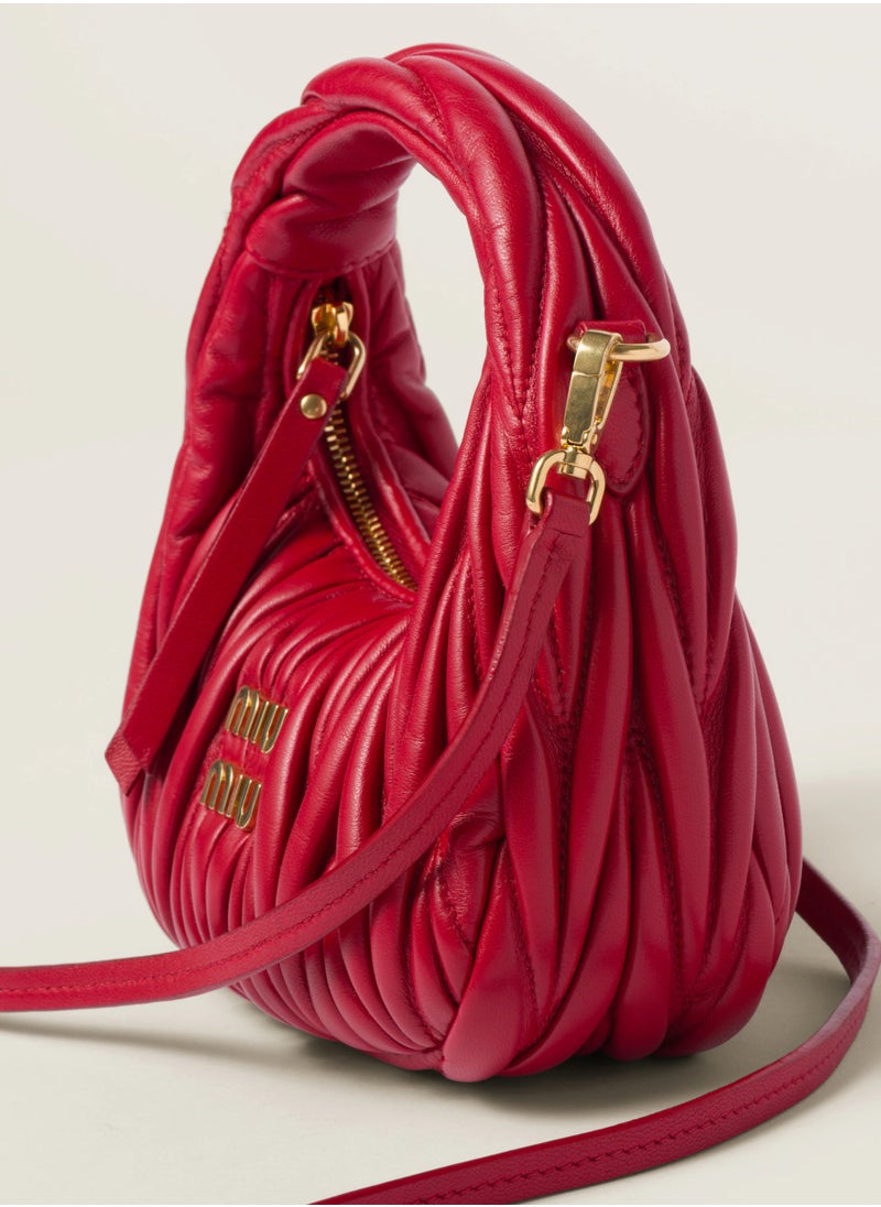 Miu Miu MIU Wander Matelassé Nappa Leather Hobo Bag, Women's Tote Bag, Womens Cross-Body Bag, Women's Hand Bag, Women's Shoulder Bag, Women's Travel Bag, Red  - Image 5