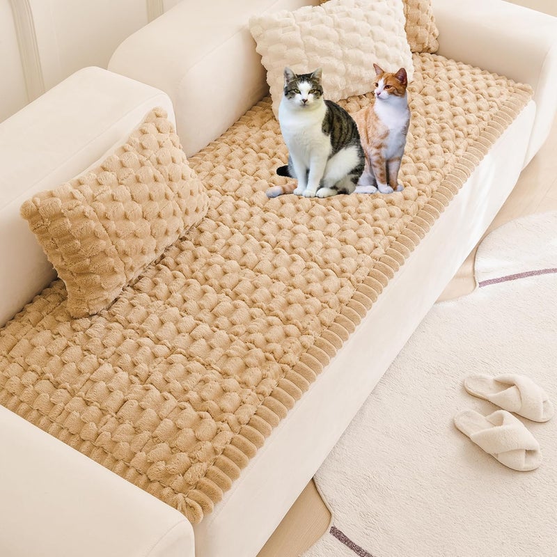 Couch Cover for Dogs Washable, Fuzzy Pet Couch Covers for 3 Cushion Sofa Pet Friendly, Non Slip Sofa Cover (Coffee, 27.6" x 82.7") - Image 5