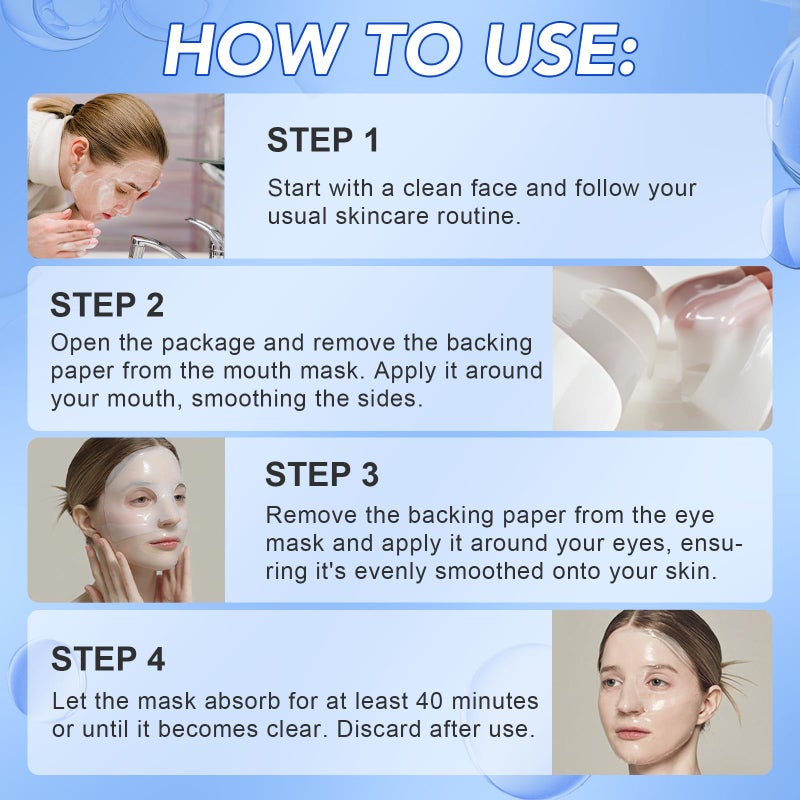 GOGIFTGO Collagen Face Mask,Collagen Real Deep Mask,Collagen Mask,Deep Hydrating Anti Wrinkle Lifting M-ask,Hydrogel M-asks for All Skin Types 34g*4ea - Image 5