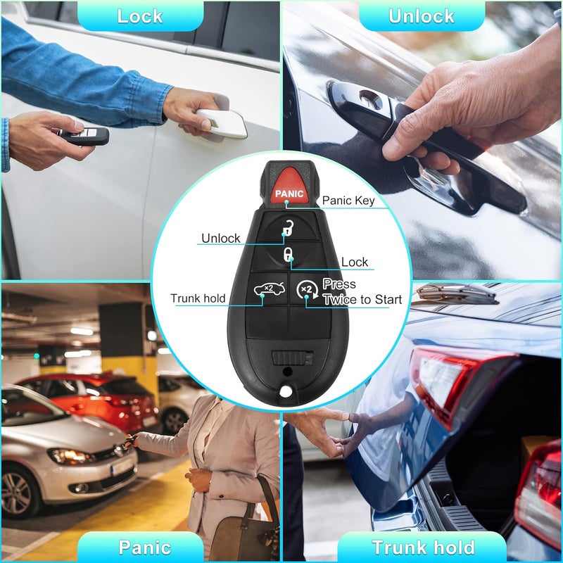 X AUTOHAUX Replacement Keyless Entry Remote Car Key Fob M3N5WY783X 433Mhz for Dodge Challenger 2008-2014 5 Buttons with Door Key IYZ-C01C - Image 3