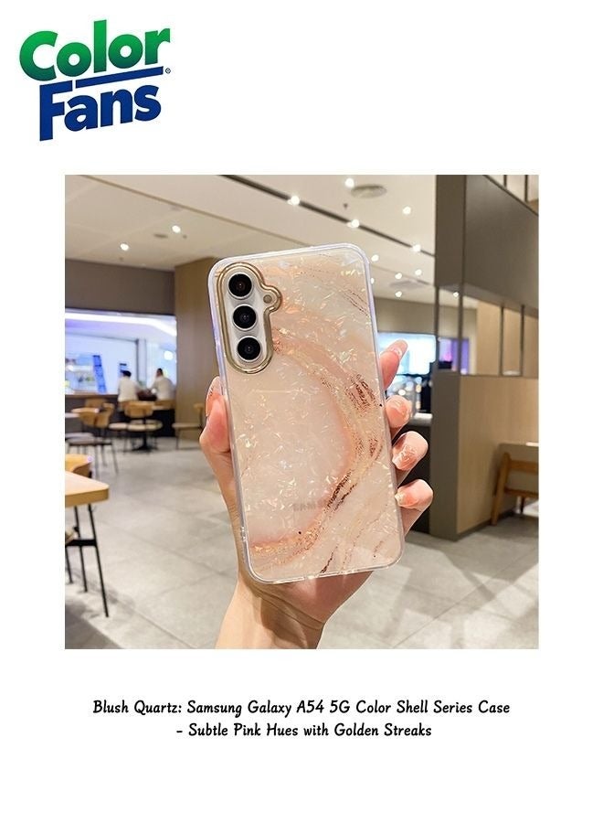 Color Fans Blush Quartz: Samsung Galaxy A54 5G Color Shell Series Case - Subtle Pink Hues with Golden Streaks