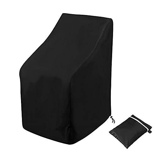 Uranshin Stacking Outdoor Chair Cover Waterproof, Uranshin Outdoor Patio Furniture Covers Stacked Chairs 210D, Lounge Chair Covers Outdoor Stack Chairs for All Weather Protection, Black, 25"L x 25"W x 47”H - Image 1