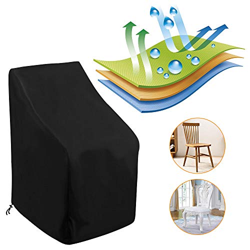 Uranshin Stacking Outdoor Chair Cover Waterproof, Uranshin Outdoor Patio Furniture Covers Stacked Chairs 210D, Lounge Chair Covers Outdoor Stack Chairs for All Weather Protection, Black, 25"L x 25"W x 47”H - Image 3