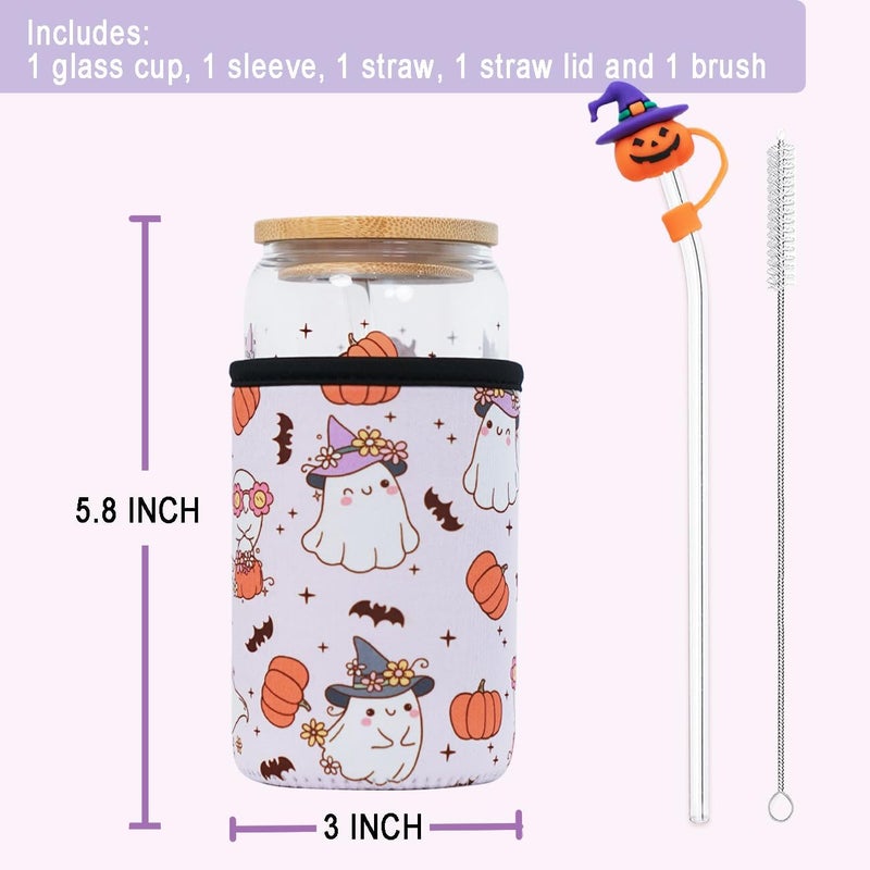 Haevola Halloween Sleeve with Cup, Insulated Neoprene Iced Coffee Cup Sleeve, Durable Drink Sleeve for Cold Beverages, Beverage Holder for Iced Coffee, Gift Coffee Tumbler with Lid and Straw - Image 5