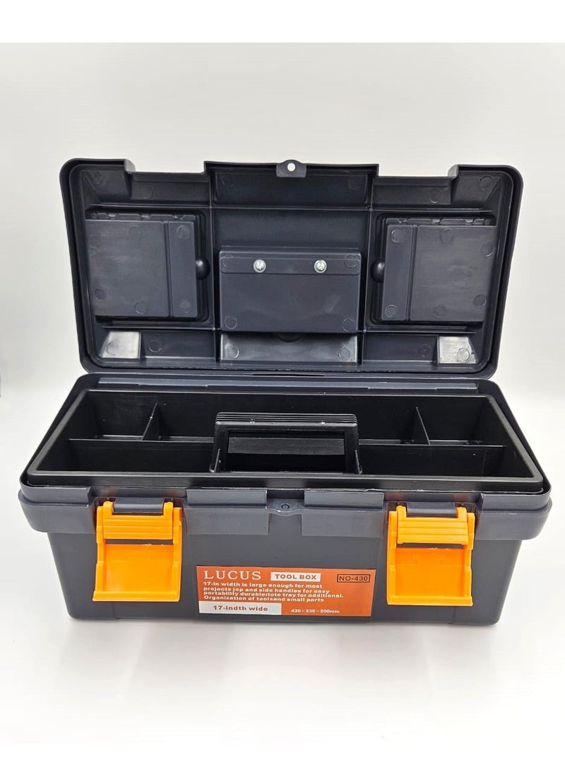 lucus - Lucus Tool Box, 25.5 x 48.5 x 25 cm, Black and Orange - Image 1