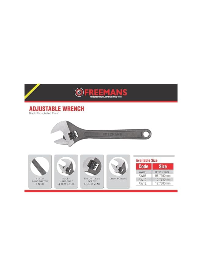 FREEMANS 6-Inch Phosphate Finish Adjustable Wrench - Image 3