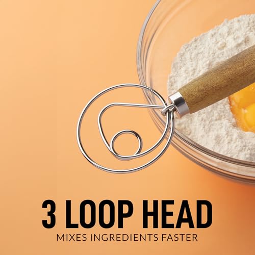 Zulay Kitchen 13 Inch Danish Dough Whisk - Large Wooden Danish Whisk For Dough With Stainless Steel Ring - Traditional Dutch Whisk Baking Tool For Bread, Batter, Cake, Pastry (Acacia Wood) - Image 5