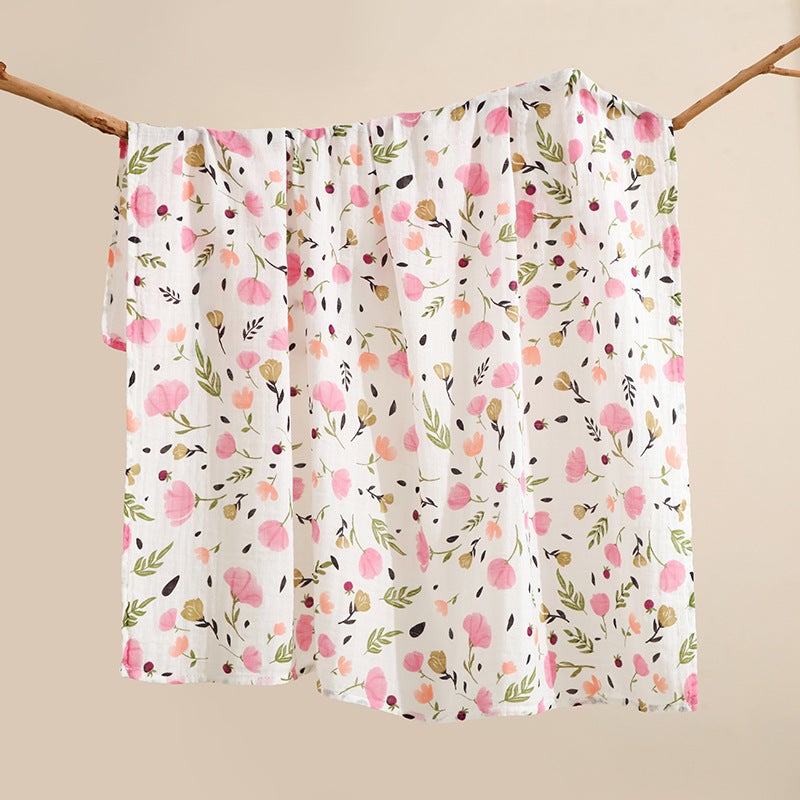 Cotton Two-Layer Wrapping Towel Soft Breathable Newborn Bath Towel Cover Blanket Wrapping Blanket Baby Baby Products Swaddle Towel - Image 1