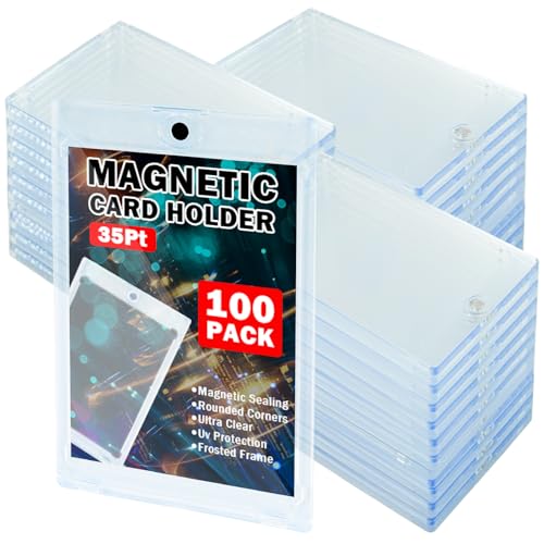 TORONTOKYO 100ct Magnetic Card Holders for Trading Cards 35PT One Touch Card Holder Card Protector Hard Plastic for Baseball Football Sports and Game Cards - Image 1