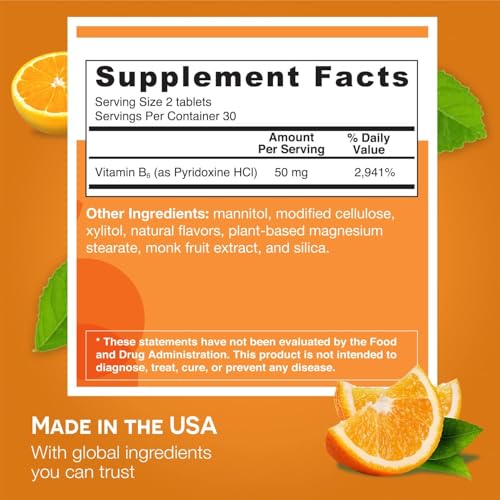 EZ Melts Dissolvable Vitamin B6 50 mg, Sugar-Free, 1-Month Supply - 1 Pack - Image 2