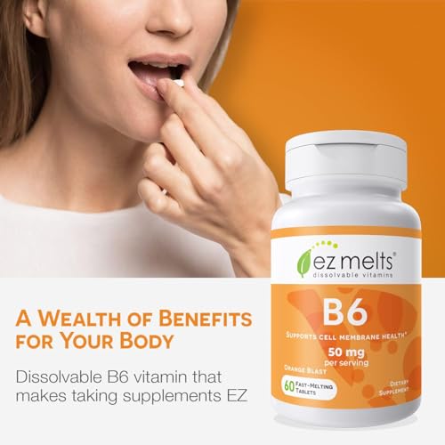 EZ Melts Dissolvable Vitamin B6 50 mg, Sugar-Free, 1-Month Supply - 1 Pack - Image 3