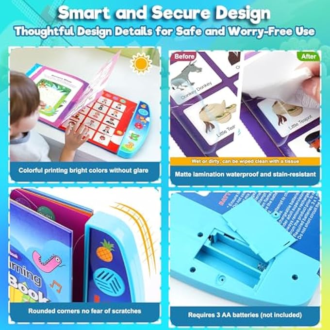 TODDLER LEARNING TOYS FOR KIDS, INTERACTIVE SENSORY BUSY BOOK WITH ALPHABET, NUMBERS, SONGS, EARLY LEARNING ACTIVITIES, FINE MOTOR SKILLS DEVELOPMENT, QUIET EDUCATIONAL GIFT FOR PRESCHOOL KIDS(BLUE) - Image 4