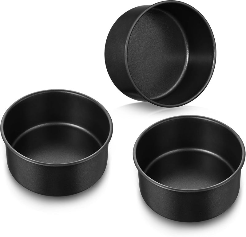 E-far 5 Inch Cake Pan Set of 3, Nonstick Stainless Steel Small Baking Pans Tins, Round Bakeware for Layer Cakes, Stainless Steel Core & Non-Toxic Coating, Straight Side & 2 Inch Deep - Image 1