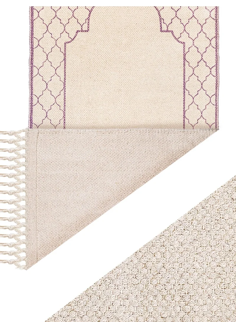 KHAMSA Comfort | Muslim Prayer Rug Prayer Mat with Added Foam Children Size 55 cm x 100 cm Arabic Style Janamaz in 100% Soft Organic Cotton Fabric Handcrafted Arabic Design | Mauv - Lavender